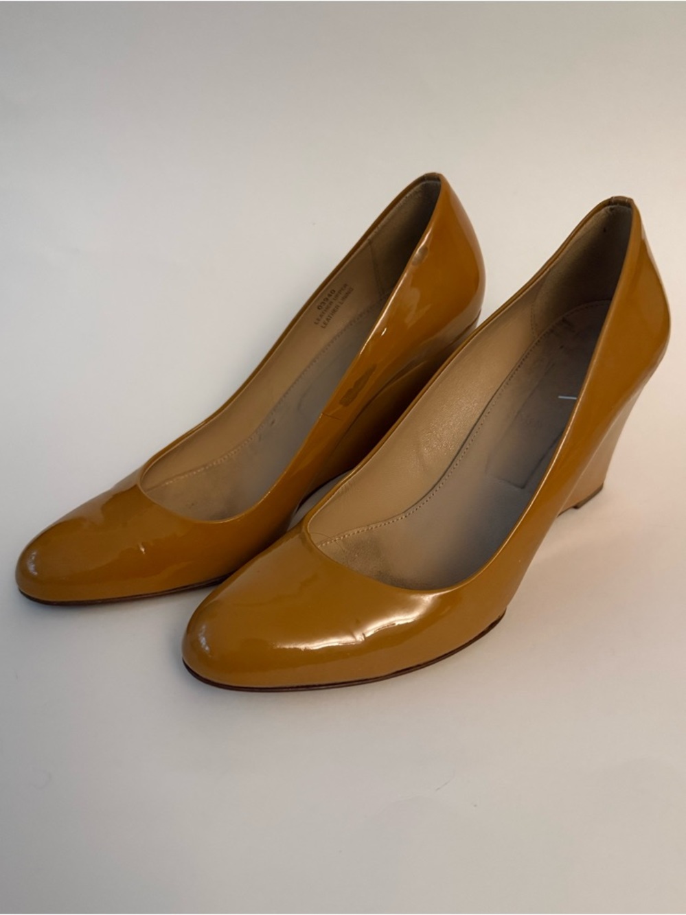 J Crew Martina Patent Leather Wedge Pumps in Tan Size 8